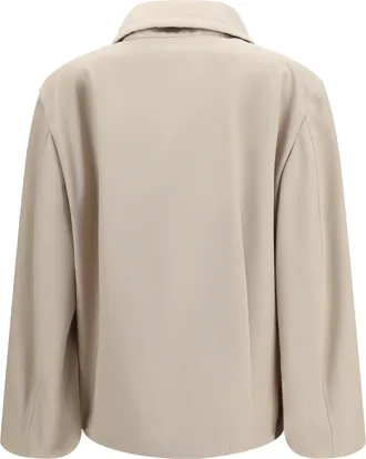 Lardini Womens High-Neck Jacket Beige Polyester
