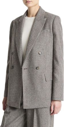 Vince Houndstooth Double Breasted Wool-Blend Blazer