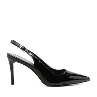 Sergio Moretti Black Glossy Adjustable Buckle Strap Patent Leather Pumps