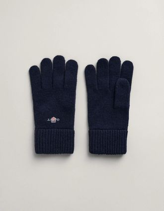 GANT Mens GANT Shield Wool Gloves - 410 Marine - Navy - Size: ONE size