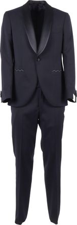 Lubiam Black Satin Shawl Collar Suit