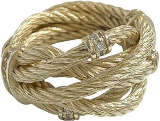 Bottega Veneta Rhinestone Silver 925 Band Ring (Pre-Owned)