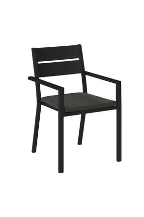 ambia GARDEN Gartenstuhl, Anthrazit, Grau, Metall, Textil, Füllung: Schaumstoff, Flachrohr, 56x85.5x58.5 cm, stapelbar, Gartenmöbel