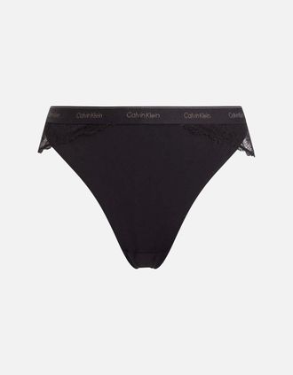 Calvin Klein Womens Floral Lace Tanga Brief, Black - Size: 14