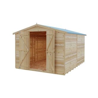 Shires Overlap 10 x 8 Dip Treated Apex Shed Double Door No windows in Brown