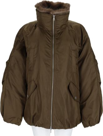 Stand Studio Green Voluminous Padded High-Collar Jacket