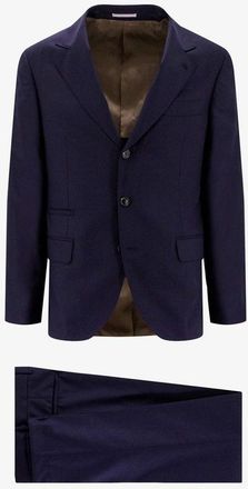 Brunello Cucinelli Blue Wool Silk Tailored Suit, Brand Size 58 (US Size 48)