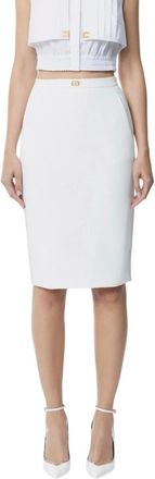 Elisabetta Franchi Midi Skirts, female, White, XS, Black Pencil Midi Skirt