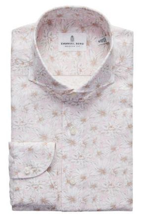 Emanuel Berg Modern Fit Floral Cotton & Linen Blend Button-Up Shirt in Light Pastel Pink at Nordstrom Rack, Size Large/x-Large