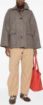 Harris Wharf London Wool and Cashmere Herringbone Jacket - grey