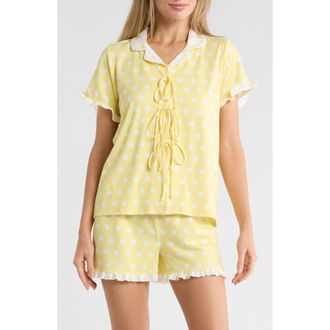 French Connection Polka Dot Tie Short Pajamas in Lemon/white at Nordstrom Rack, Size X-Large