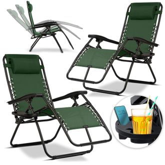 OEM Tumbona Plegable De Jard&iacute;n Con Coj&iacute;n Sofotel Chillwell, Juego De 2 Unidades, Color Verde
