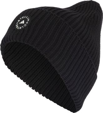 adidas by Stella McCartney ribbed-knit cotton beanie - women - Cotton - One Size - Black