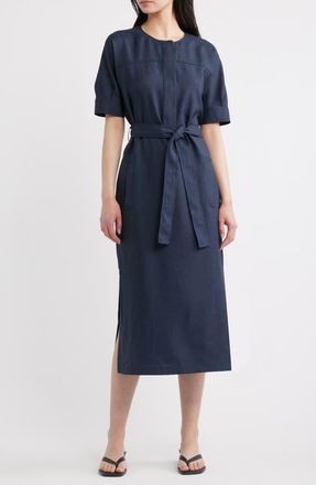 Theory City Midi Shirtdress in Nocturne Navy - Xlv at Nordstrom, Size X-Large