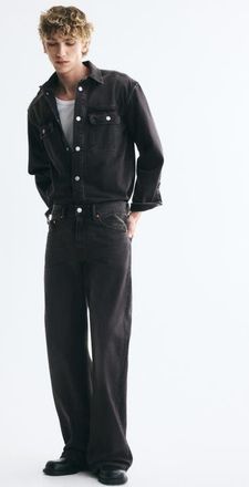 H&M Relaxed Bootcut Jeans in Denim Black at Nordstrom, Size 30 X 30
