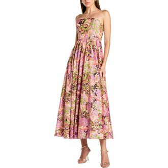 Mac Duggal Floral Sequin Strapless A Line Midi Dress in Orchid Multi at Nordstrom, Size 10