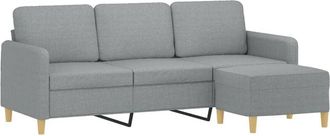 vidaXL Vidaxl - Sofá de 3 plazas con taburete de tela gris claro 180 cm