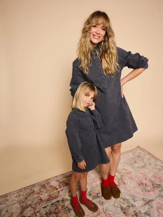 Envie de Fraise Damen Twill-Kleid mit Stehkragen ENVIE DE FRAISE Mama-Tochter-Capsule grauer denim