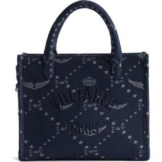 Zadig&Voltaire Angel Extra Small Logo Monogram Denim Tote in Silent at Nordstrom