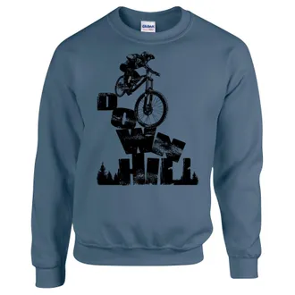 Bang Tidy Clothing Mountain Biking Sweatshirt - Biker MTB Clothes Cycling Gifts for Men Personalised - Add Your Own Text - Downhill INDEGO-M