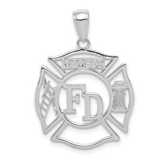 Diamond2Deal 14k White Gold FD MEMBER in Shield Pendant