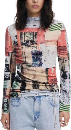 Desigual Roze Viscose Dames Trui Montreal Jerseys - Dames - Longsleeves - Veelkleurig - XS - Tops