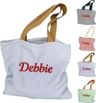 Generic Personalized Embroidered Canvas Tote Bag, Custom Name Tote Bag for Women, Reusable Grocery Shopping Bag, Gift for Mom, Wife, Bridesmaid