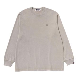 A Bathing Ape Garment Dye One Point Relaxed Fit LS T-Shirt Beige 1L80-111-303-BGE