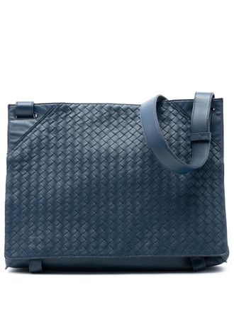 Bottega Veneta 2012-2025 Nappa Intrecciato Flap crossbody bag - unisex - Nappa Leather - One Size - Blue