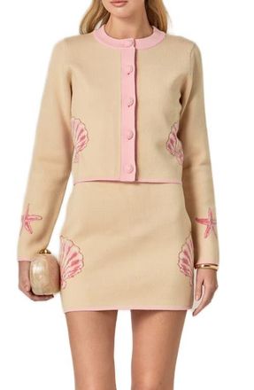 English Factory Seashell Cardigan in Light Beige/Pink at Nordstrom, Size X-Small
