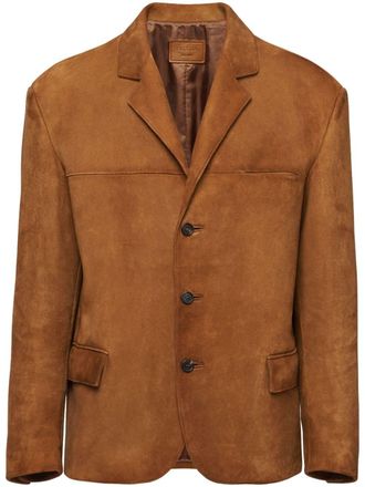 Prada single-breasted suede blazer - Brown