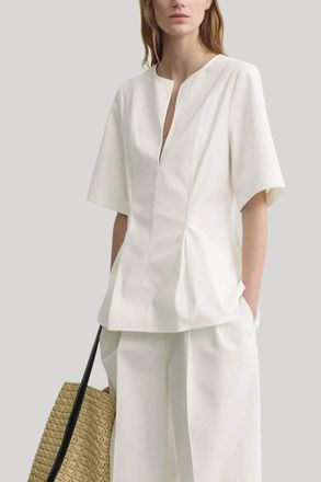 Toteme Tailored Cotton Top In White