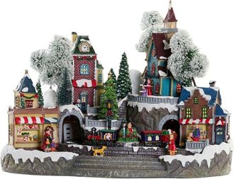 DKD Home Decor Decorazione Natalizia DKD Home Decor Città Luce LED Resina PVC (47 x 36 x 34 cm)