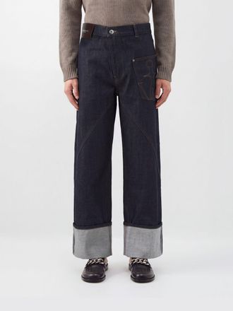 J.W.Anderson Twisted Workwear Wide-Leg Cotton Denim Jeans with Asymmetric Closure
