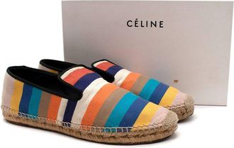 Celine Multicoloured Stripe Canvas Espadrilles Size 40
