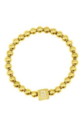 Adornia Crystal Initial Stretch Bracelet in Gold-B at Nordstrom Rack