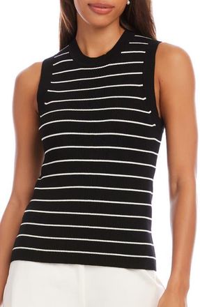 Karen Kane Stripe Rib Sweater Tank in Black/white Stripe at Nordstrom, Size X-Large
