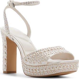Aldo Chicgleam Ankle Strap Platform Sandal in Other White at Nordstrom, Size 6.5