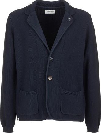 Fred Mello Elegant Dark Blue Cotton Sports Mens Jacket