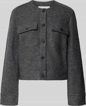 Marc O'Polo Taillierter Kurzblazer aus Viskose-Mix in Dunkelgrau Melange, Größe 34