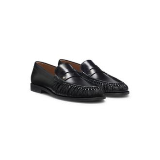 BOSS Leather moccasins with Double B monogram