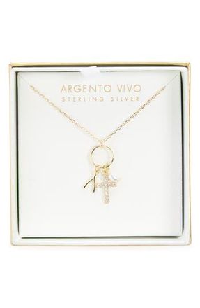 Argento Vivo Dainty Cross Charm Necklace in Gold at Nordstrom Rack