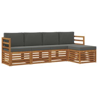 vidaXL Conjunto De Sof&aacute;s De Exterior 5 Pcs Natural Y Antracita Vidaxl