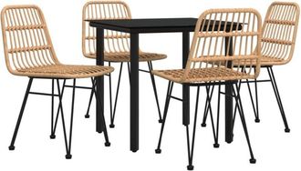 vidaXL 5 Piece Garden Dining Set Poly Rattan Vidaxl