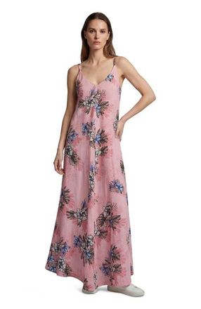 Lords of Harlech Exotic Floral Womens Linen Oversized Dress in Exotic Floral Coral at Nordstrom