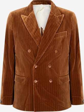A Kind Of Guise Zweireihiger Blazer aus gestreiftem Samt Peak