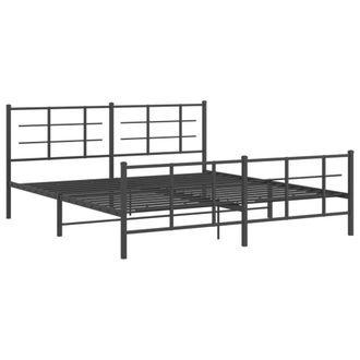 Berkfield Home Metal Bed Frame without Mattress with Footboard Black 183x213cm | Size: 183x213 cm