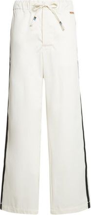 Marni Contrast Stripe Cotton Wide Leg Track Pants in 00W01 Lily White at Nordstrom, Size 4 Us