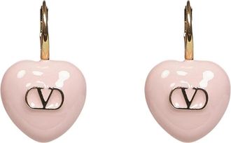 Valentino Garavani Coeur Royal Metal and Enamel Oorbellen - Dames - Oorbellen - Roze - ONE Size - Accessoires
