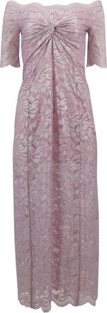Paco Rabanne Maxi Dresses, female, Pink, S, Long Dress in Lace with Silver Induction